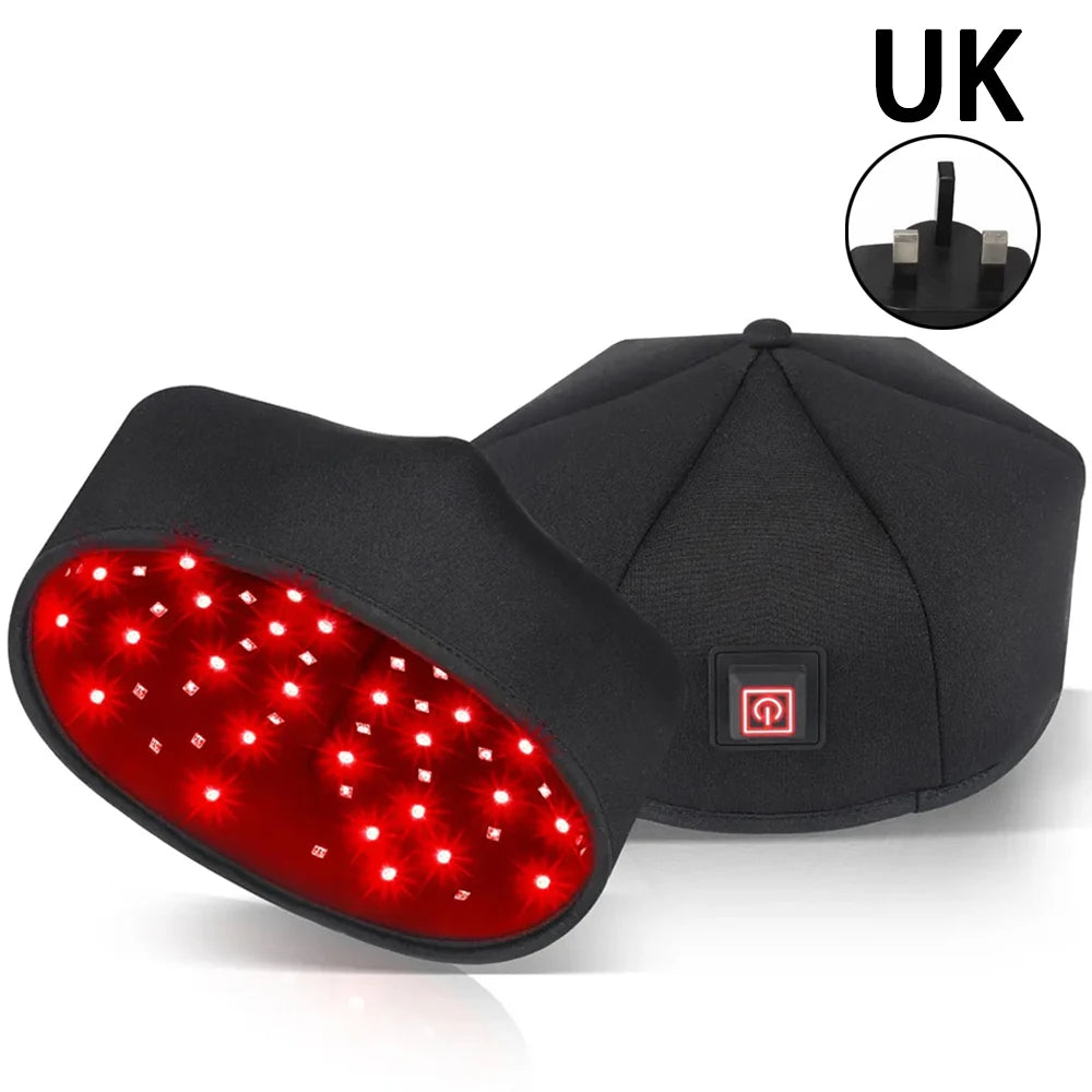 Nuevos LED infrarrojos Gorro de terapia con luz roja anticaída, relajante del cuero cabelludo y antiinflamatorio