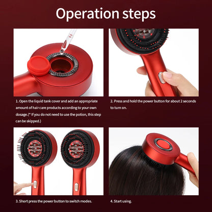 Terapia con luz roja Cepillo crecimiento del cabello Aplicador de aceite Masajeador