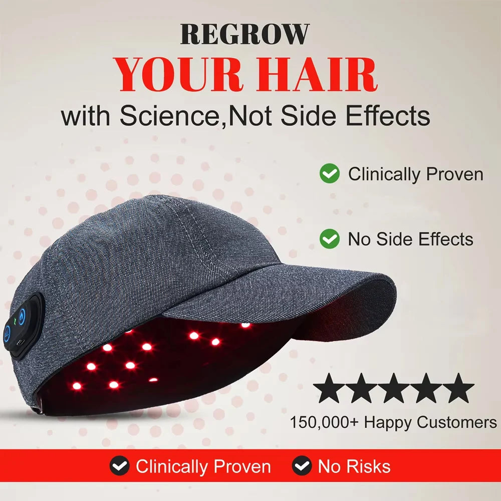 Nuevos LED infrarrojos Gorro de terapia con luz roja anticaída, relajante del cuero cabelludo y antiinflamatorio