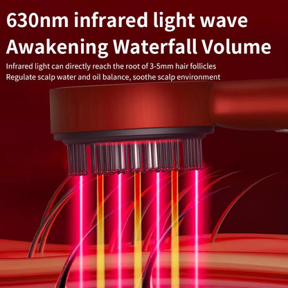 Terapia con luz roja Cepillo crecimiento del cabello Aplicador de aceite Masajeador