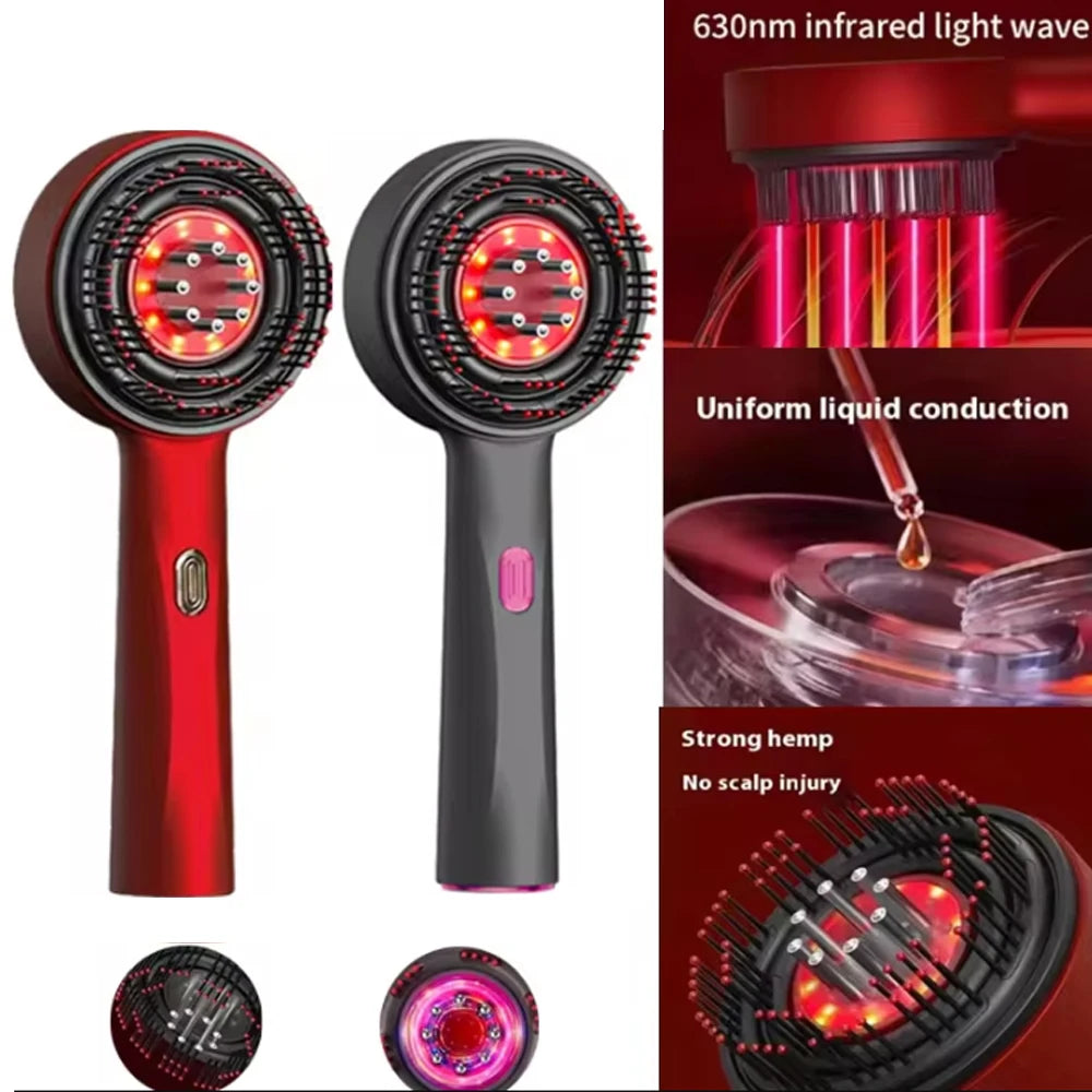 Terapia con luz roja Cepillo crecimiento del cabello Aplicador de aceite Masajeador